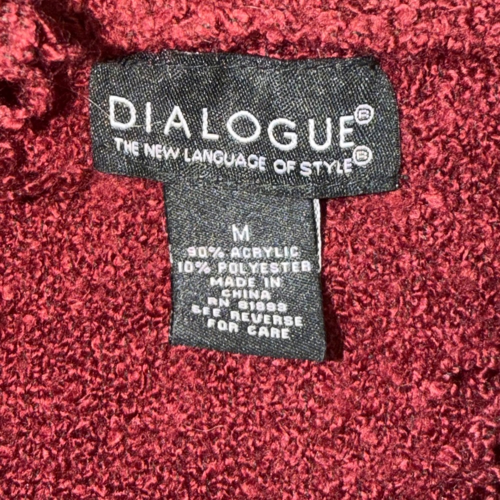 Vintage Y2K Shaggy Fringe Trim Knit Cardigan Burgundy Boho Whimsygoth Red Medium - Picture 3 of 11